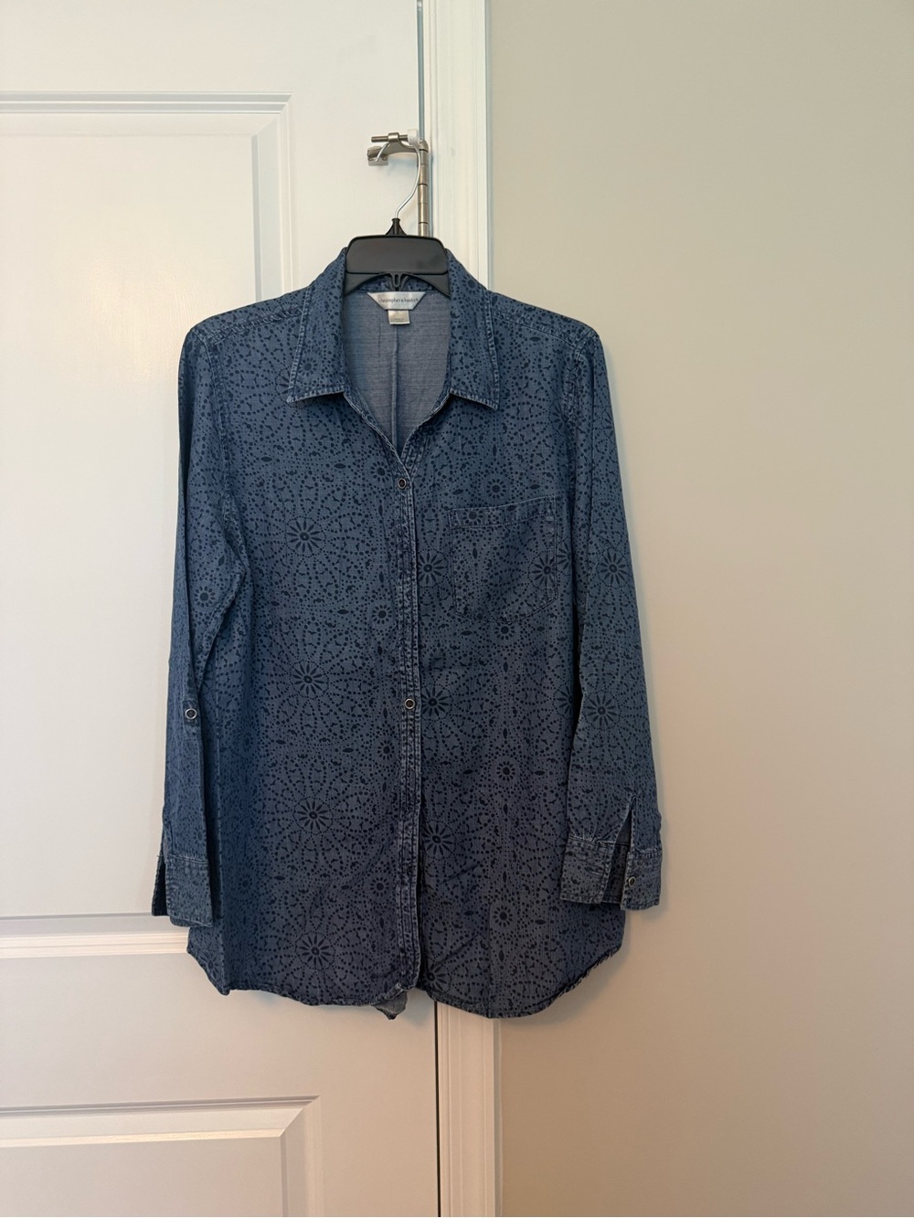 Christopher & Banks Navy Blue Patterned Lightweight Shirt Jacket